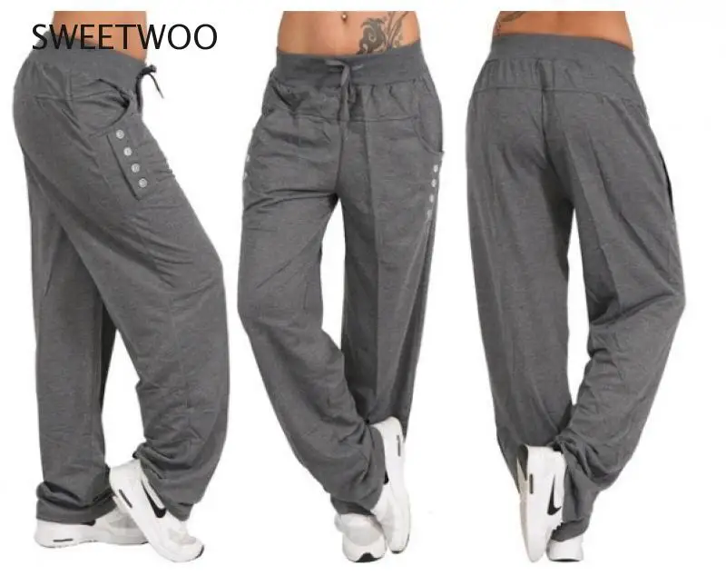 Women's  S-5Xl Sports Trousers Lace-Up Casual Loose Straight-Leg Pants Comprehensive Training Trousers Running Trousers