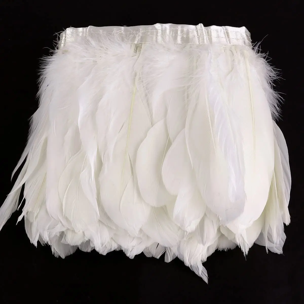 2 meter/pack White Goose Feather Trim Fringe Natural Geese Feathers Ribbon for Party Dresses Sewing Decoration Belt 15-20cm