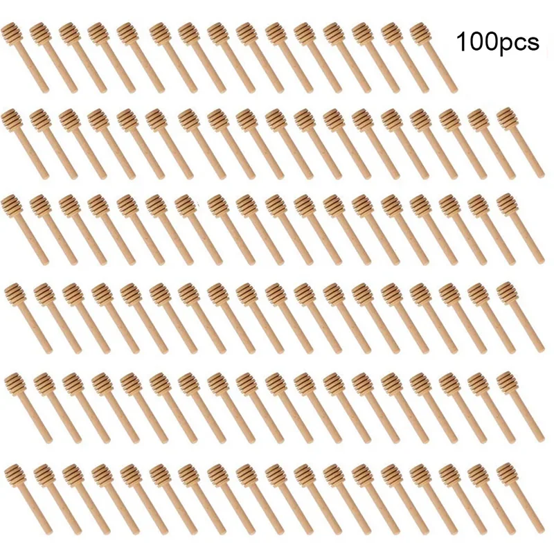 Hoge Kwaliteit Honing Roer Bar Mengen Handvat Pot Lepel Praktische 100Pc Houten Dipper Honing Lange Stok Levert Honing Keuken gereedschap