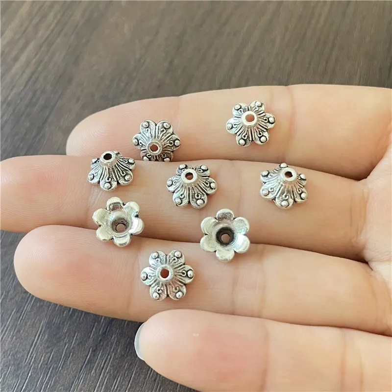 

JunKang Alloy Pitted Flower Hat Hollow Gasket DIY Beaded Bracelet Necklace Jewelry Crafts Making Supplies Connector Accessories