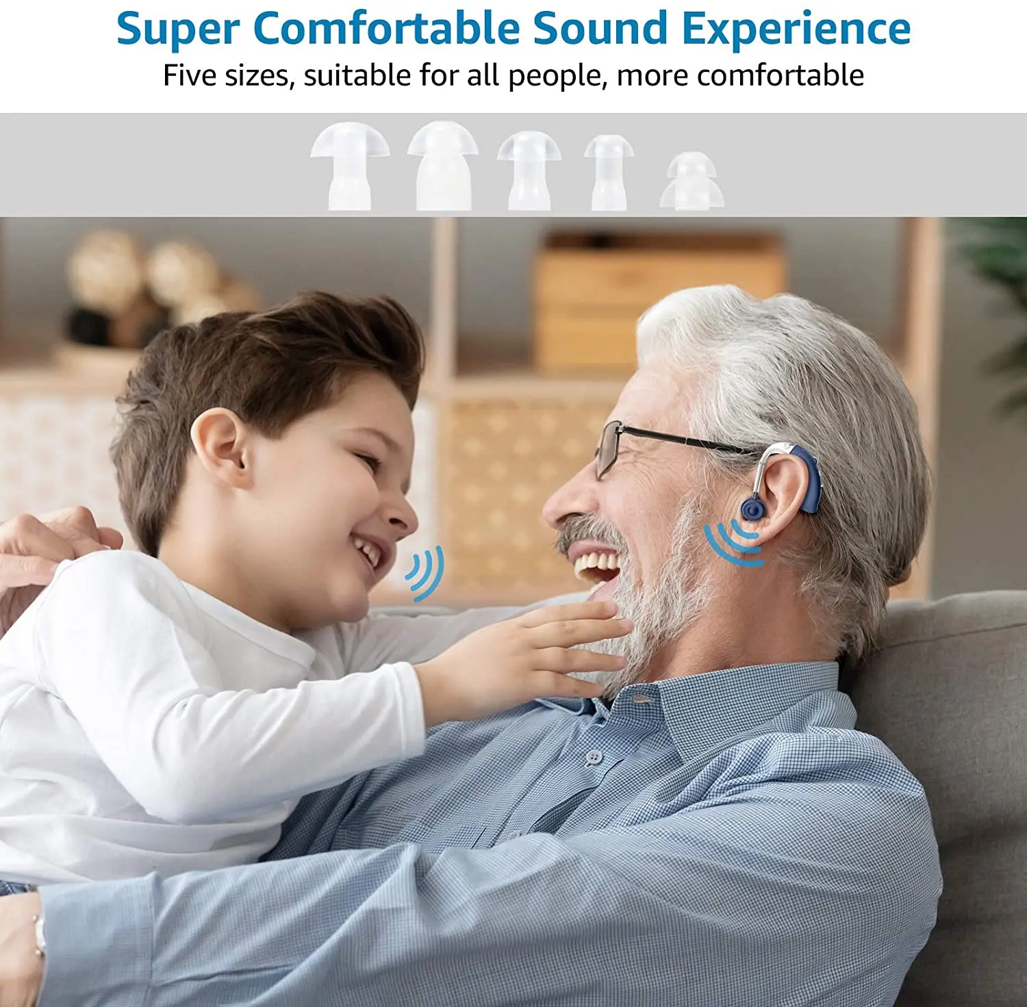 Adjustable Bluetooth Hearing Aid Audiphone Sound Amplifier Deaf Old Man Elderly Listen Music Calls Watching TV Chat