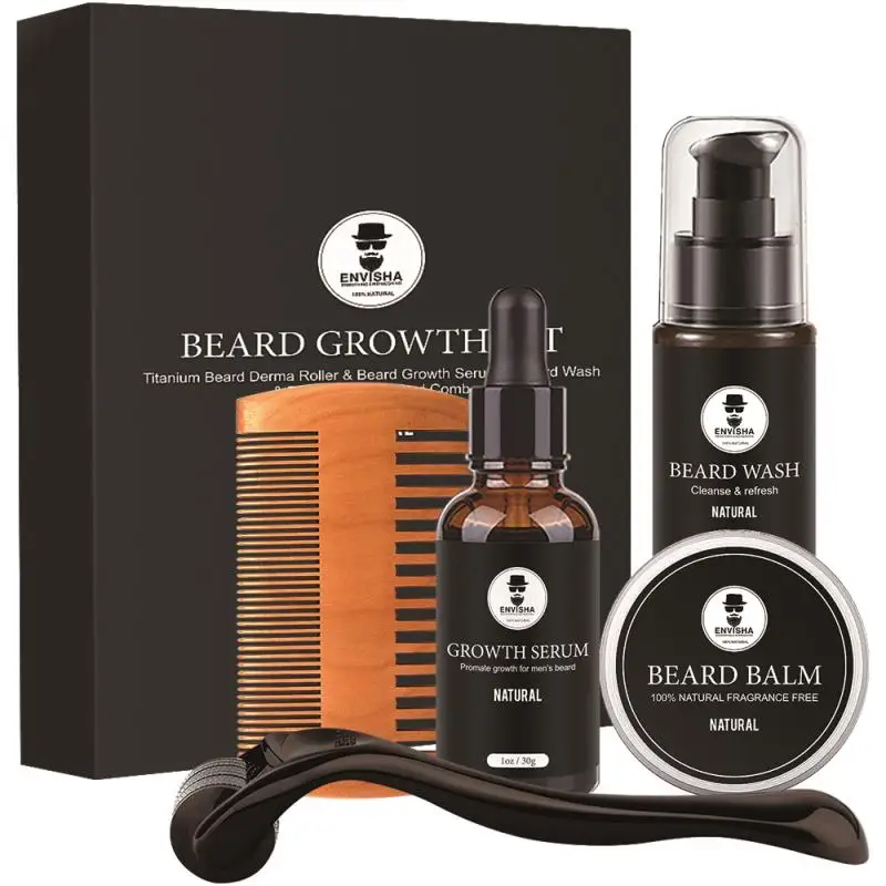 ENVISHA Beard Care Set Growth Cream Oil Serum Hair Loss Products For Men Nourishing Soft Smooth Repair Moisturizing Microneedles