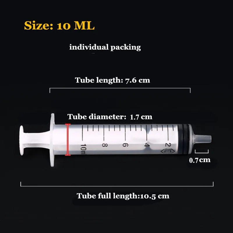 50Pcs 10ML Disposable PVC Syringes Flusher Feeding Pet Medicine  Industrial Liquid Injection Syringe