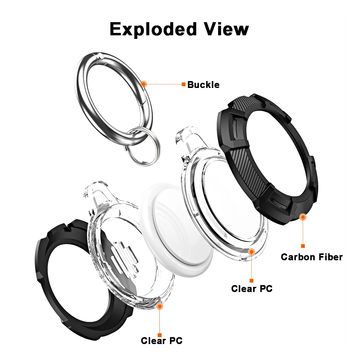 Juste de protection complète pour Apple AirTag, pare-chocs en silicone, étui en fibre de carbone, protection antichoc pour AirTags, structure anti-perte, 360 °