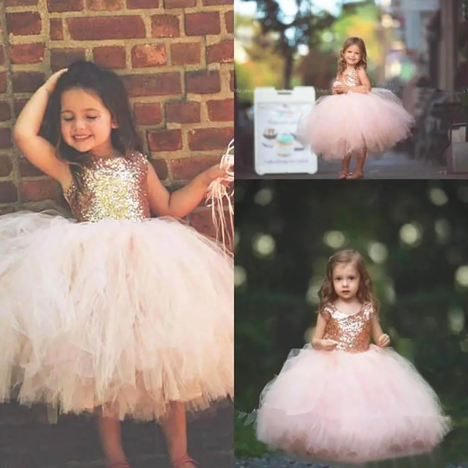 

Kids Formal Wear Girls Pageant Birthday Christmas Baby Children Party Dress O-Neck Custom Sequined Tulle Flower Girls Dresses