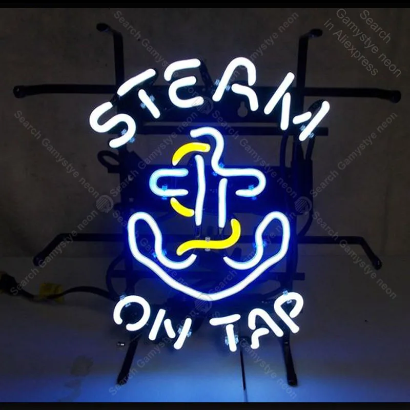 

NEON SIGN For Tatto Stea on tap Ancho Real GLASS BEER BAR PUB display Handcraft outdoor Light Sign advertise vintage neon signs