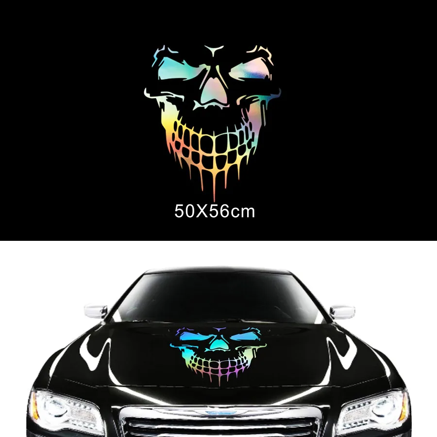 

50x56CM Gradient Laser style Skull Car door Side Body Truck Vinyl Stickers Decals Car Decoration