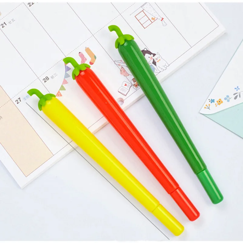 24 pcs Korea creative chili style gel pen cute stationery 0.5mm black pen pens for school materiais escolar