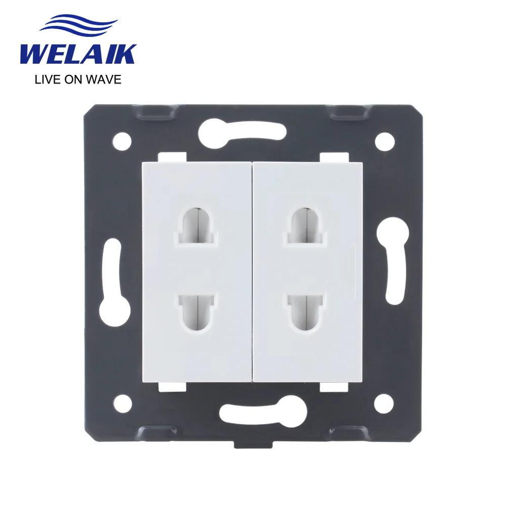 WELAIK EU Standard 2-hole Multi-function DIY Parts-Wall  Socket Parts-Without Glass-Panel  45*45mm A82TSW