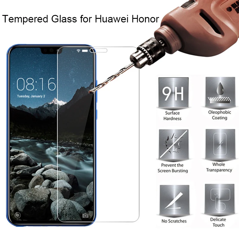 Phone Screen Protector Film Glass for Honor 4X 6X 7X 8 X Protective Glass Honor 8X Tempered Glass for Huawei Honor Play 5X 7S 8C