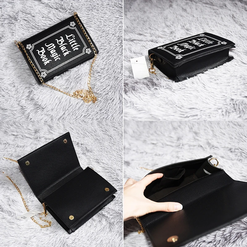 Fashion Magic Book Clutch Bag for Women Black Pu Leahter Shoulder Chain Bag Small Purses and Handbags Crossbody Bag Female Pouch