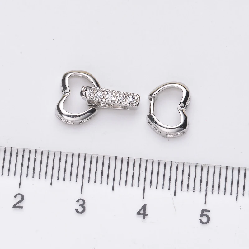 Heart Design Sterling Silver Clasp Fittings Women DIY Handmade Accessory