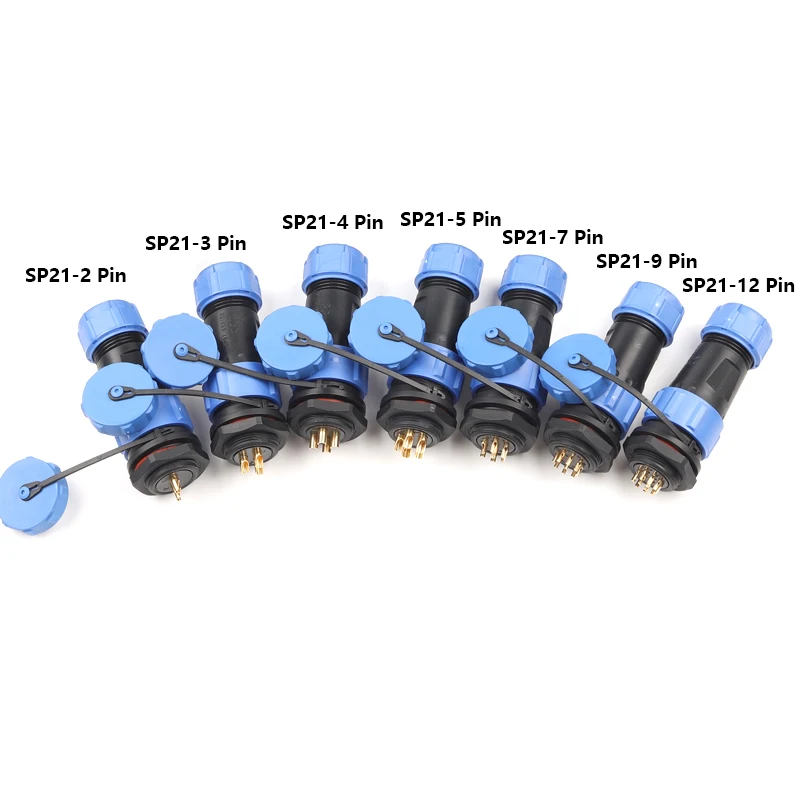 SP21 IP68 Back Nut Welding Electric Waterproof connector plug socket 2 3 4 5 7 9 12 Pin panel power cable Aviation connectors