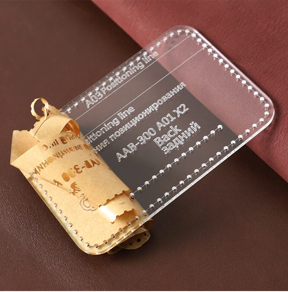 1set Leder Handgemachte Handwerk Frauen Geldbörse Tasche Nähen Muster Acryl Schablone Vorlage Nähen Zubehör mit Löchern 10*8*4cm – Detail 2