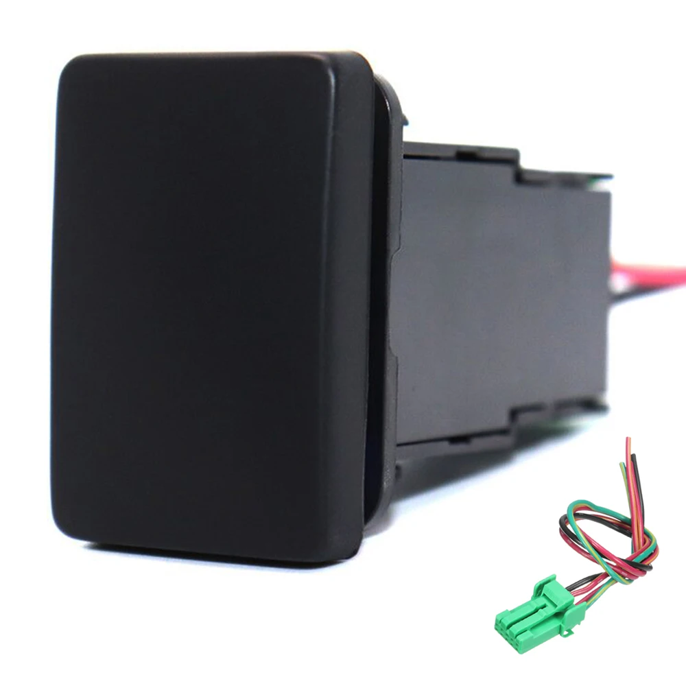 

Кнопка включения-выключения, 12 В, с синей подсветкой, с соединительным проводом для Toyota (32,5 мм x 22 мм), Пустая Крышка (без узора)