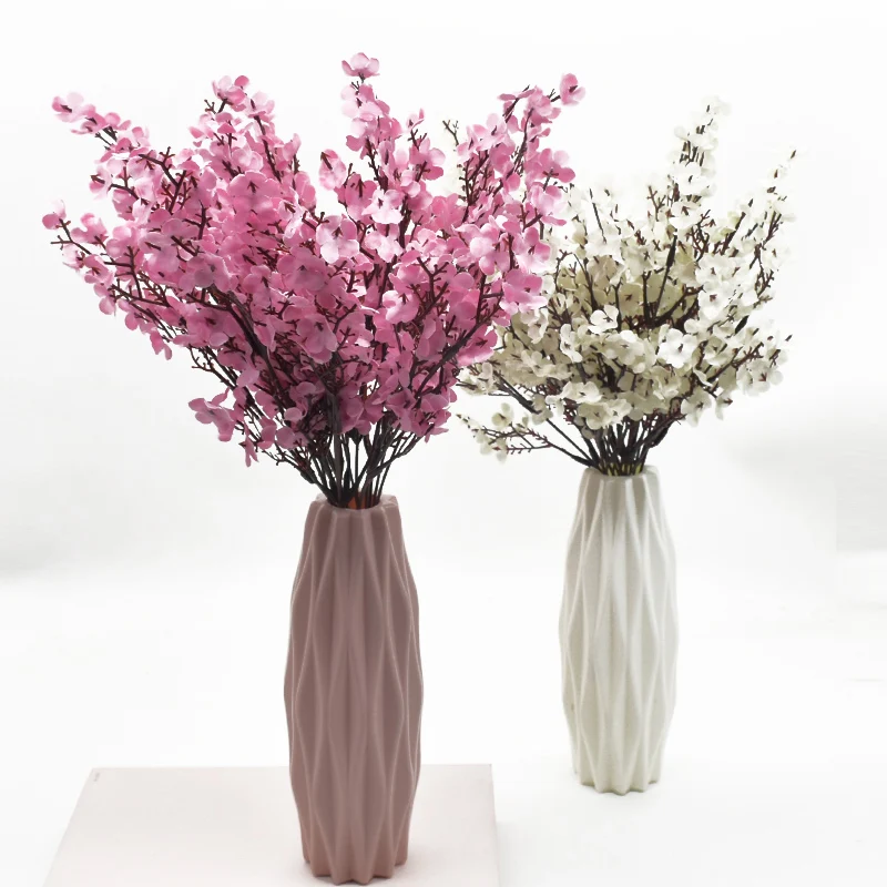 Gypsophila Silk Peach Blossom Bouquet Artificial Flowers 5 Forks 7 Color Small Plants Bunches Bonsai for Home Wedding Decoration