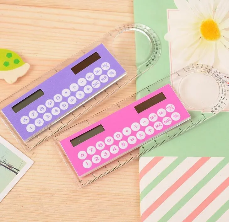  Mini Calculator Ruler Fashion Multifunction 10cm Ultra-thin Ruler Gift Hesap Makinesi Calculadora Office Supplies 