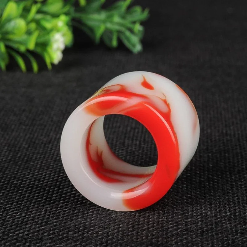 Gobi Jade Chicken Blood Jade Banzhi Men's and Women's Golden Jade Sheep Fat Jade Ring Jewelry