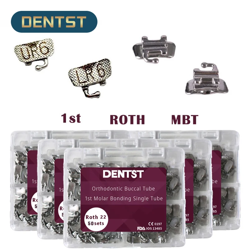 Dentst 50Sets/200pcs Orthodontic Buccal Tube Dental 1st Molar Convertible Bondable Roth Single Tube