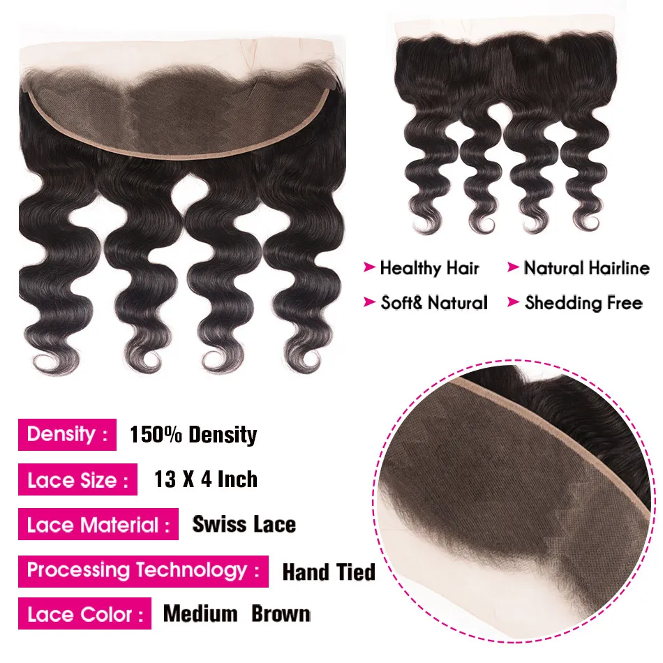 Unice Haar Braziliaanse Body Wave Kant Frontale 100% Menselijk Haar 13X4 Oor Tot Oor Vetersluiting Remy Haar frontale Pre Geplukt