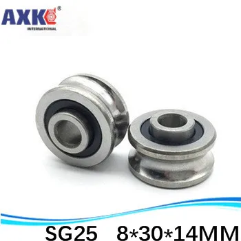 

10PCS SG25 2RS U Groove pulley ball bearings 8*30*14 mm Track guide roller bearing SG8RS (Precision double row balls) ABEC-5