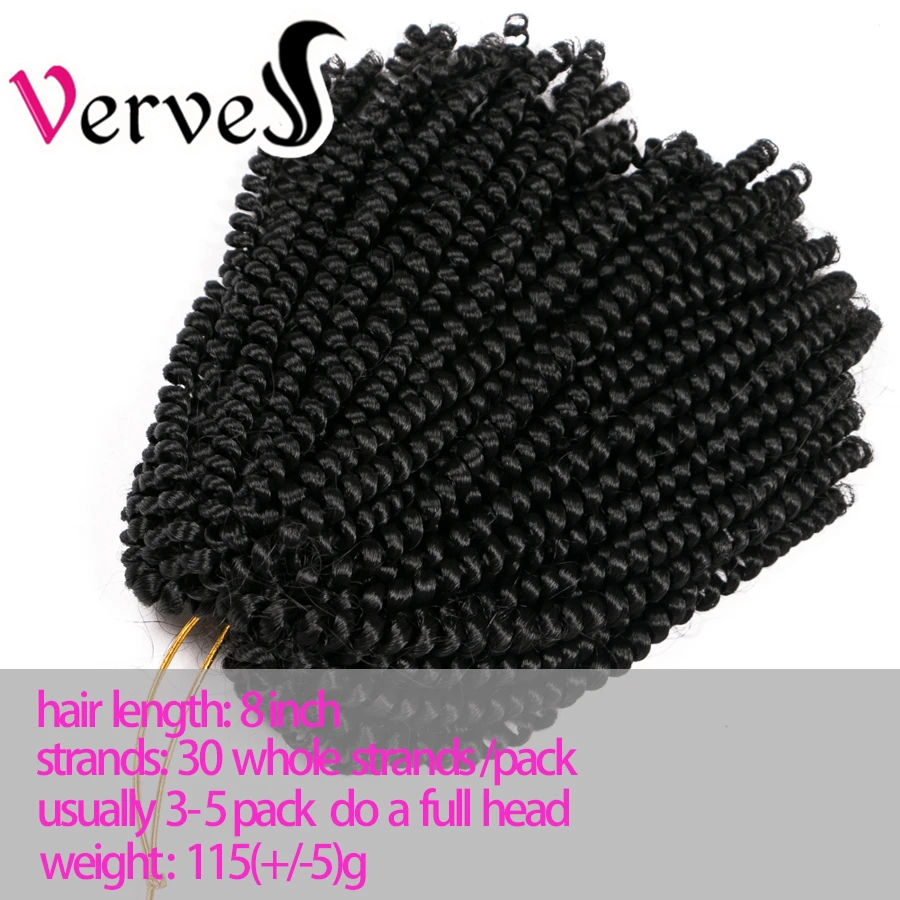 VERVES – Extension de tresses synthétiques au Crochet 8 pouces, 30 brins/paquet, tresses colorées arc-en-ciel pour printemps