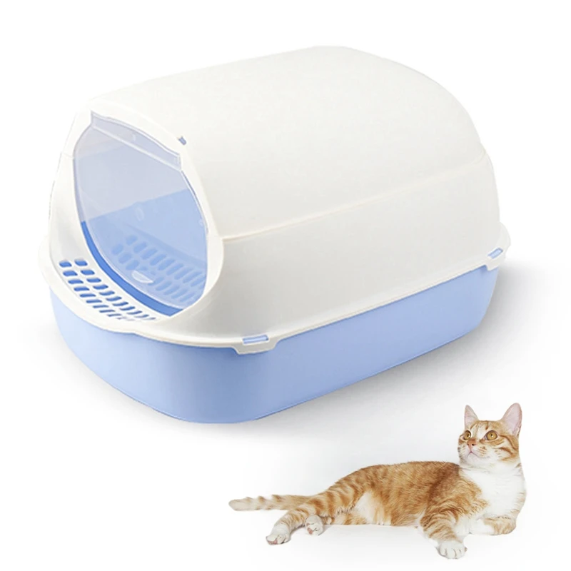 Cat Litter Box, Plastic Hooded High Walls, Kitten Potty Box, Pet Litter Pan, Toilet Accessories