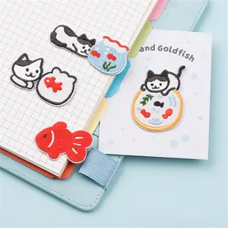 MAXSIN FUN 1 Pc High Quality Embroidered Cute Cat And Goldfish Cartoon Sticker Garment Accessories Iron On Cloth Patch DIY