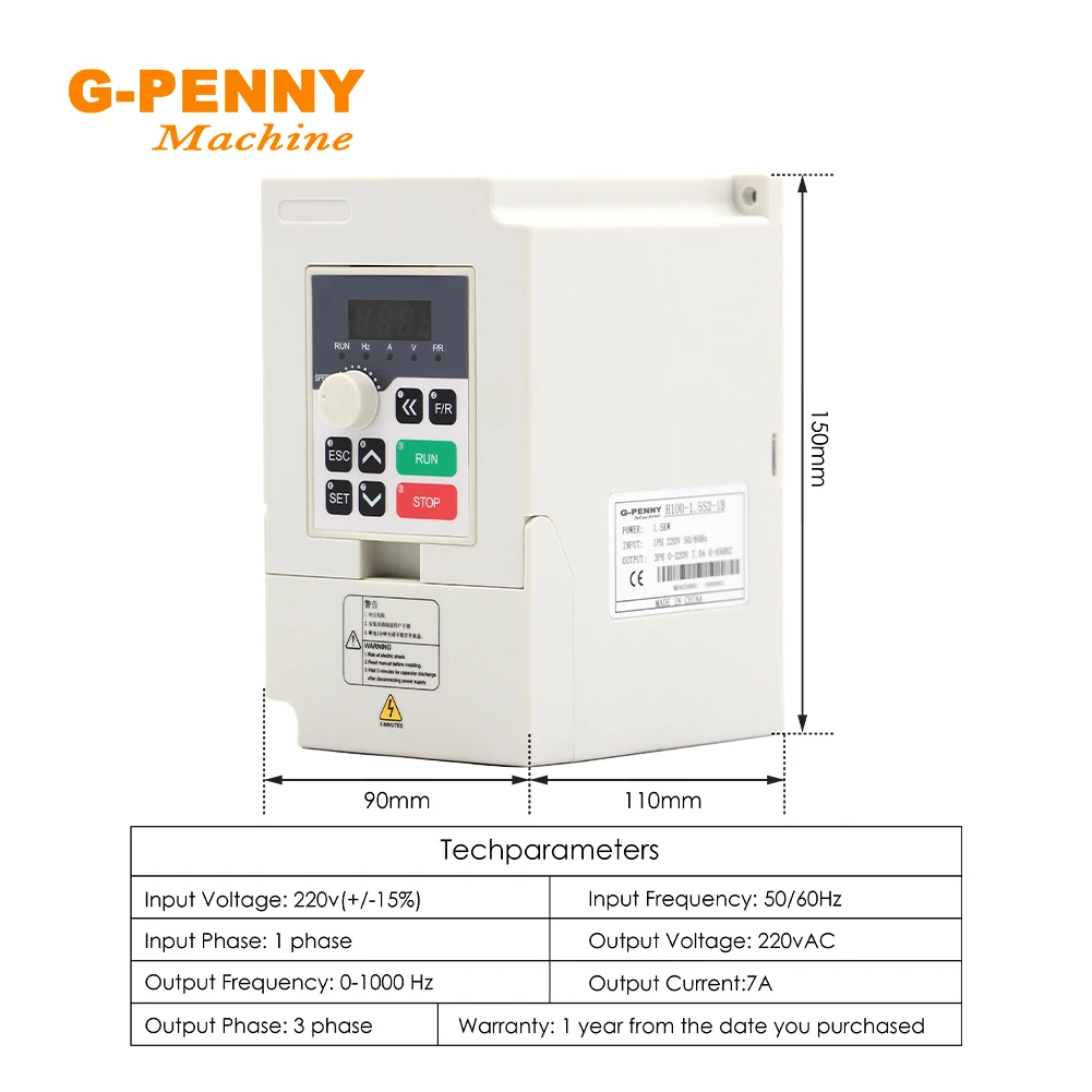 1.5KW ER11 Water cooled spindle motor D=65mm 400Hz CNC Machine &1.5KW QL Inverter/VFD&65mm Aluminium Bracket&75W Water pump