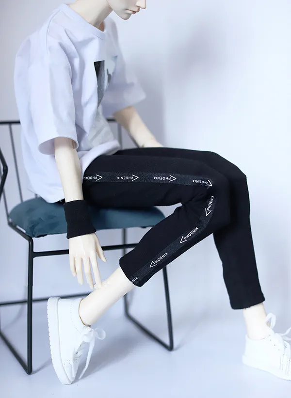 

BJD doll clothes are suitable for 1/3 1/4 Uncle size casual everyday pants letter ribbon small feet black sweatpants doll acces