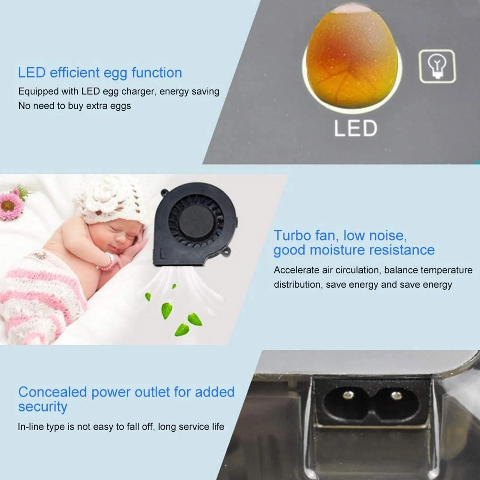 Behogar Eggs Semi-automatic Digital Incubator Brooder Machine Adjustable Temperature Poultry Hatcher for Chickens Duck Bird Eggs