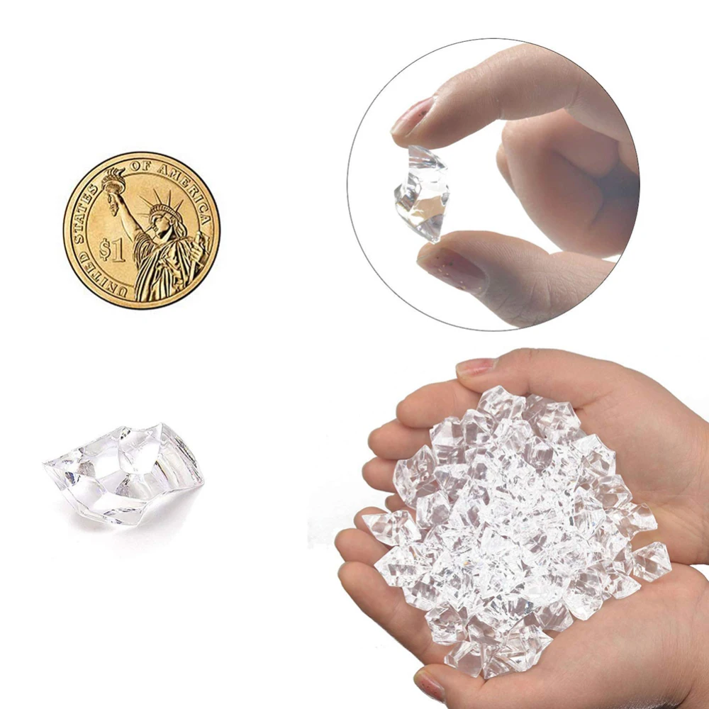 100pcs Clear Fake Crushed Ice Rocks Flower Pot Fish Tank Decoration Acrylic Crystal Stone Transparent Plastic Ice Rhinestones