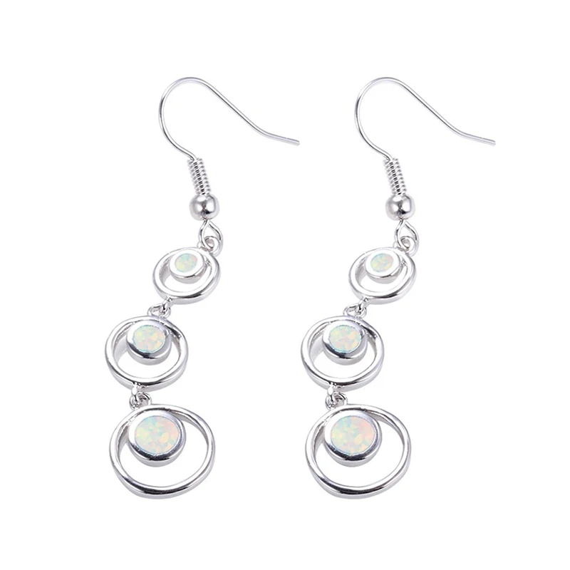 Fashion Women Earrings Retro Imitation Opal Geometric Pendant Earrings Women Jewelry Bohemian Long Dangle Earrings
