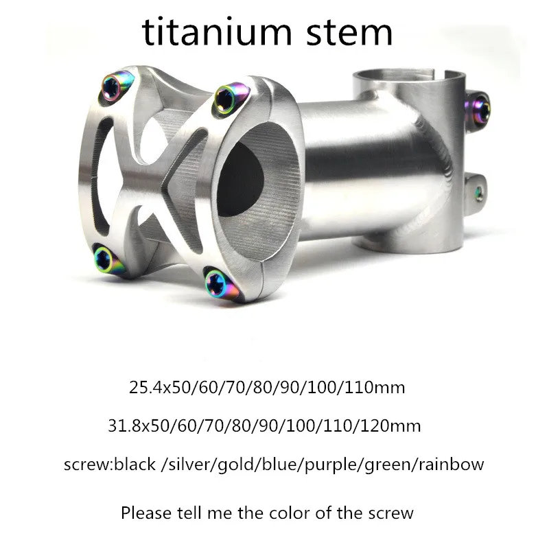 Bicycle head stem titanium 25.4x50/60/70/80/90/100/110/120mm  MTB road bike titanium stem 31.8x50/60/70/80/90/100/110mm 5 degree