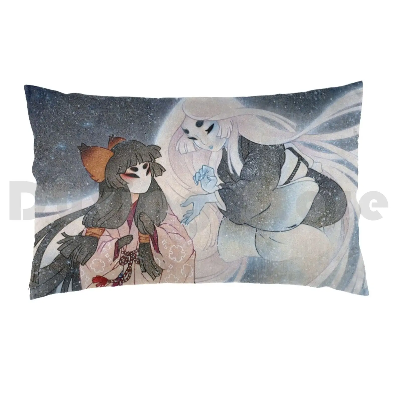 The Yuki Onna-Yurei Yokai Pillow Case Printed 50x75 Yukionna Yuki Onna Fox Yokai Yurei Snow