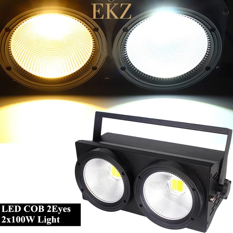 New 200W 2Eyes 2x100w LED COB DMX Stage Effect Cover Light Cool and Warm White Professional Stage Light DJ Disco