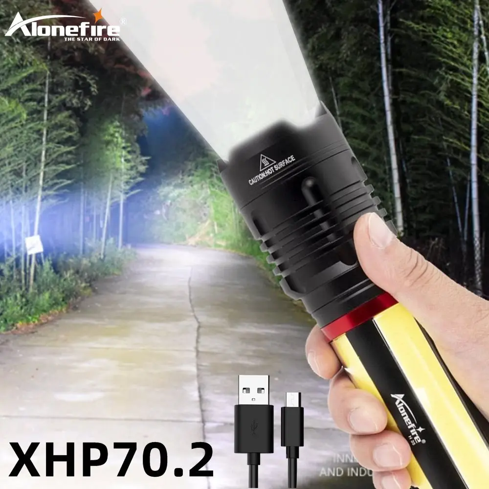 Alonefire H35 xhp70.2+COB Most Powerful LED Rechargeable Flashlight USB Zoomable Waterproof Ultra Bright Tactical Torch Light