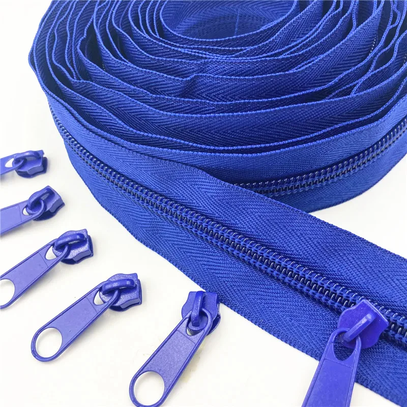 5 Meters (5.4Yard ) 5 # (20 Colors) Long Nylon Coil Zipper  with 10pcs Zipper Slider for DIY Sewing Clothing Accessories