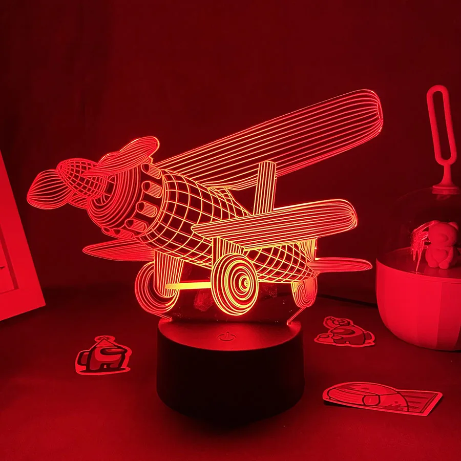 Lampe LED en forme d'hélice, modèle d'avion 3D, Illusion de lave, veilleuse créative, cadeau idéal pour les amis, décoration de Table de chambre d'enfant, ventilateur d'avion