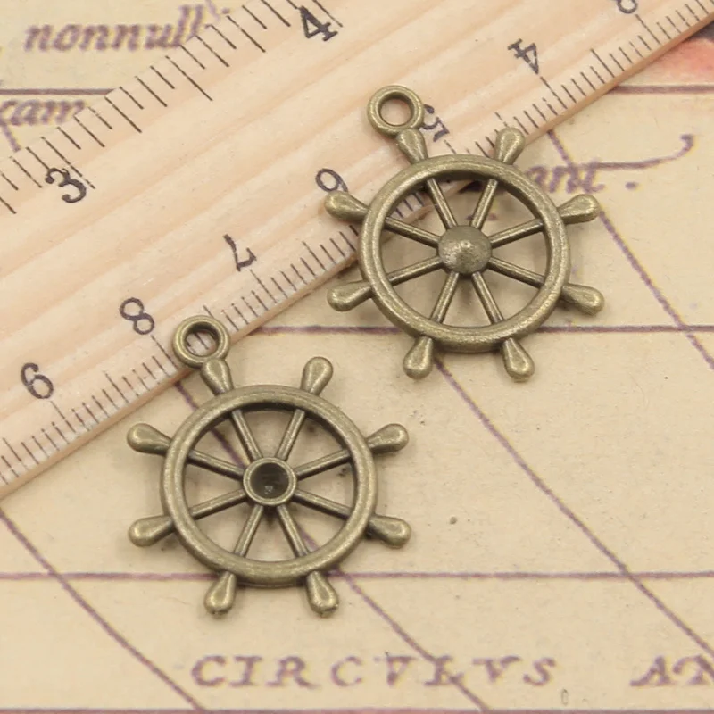 10pcs Charms ship wheel helm rudder 28x24mm Tibetan Bronze Silver Color Pendants Antique Jewelry Making DIY Handmade Craft