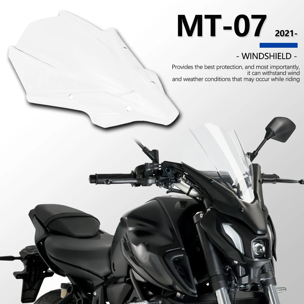 

New For Yamaha MT-07 MT07 MT 07 2021- Motorcycle Windscreen Windshield Covers Front Screen Smoke Black or Transparent Deflector