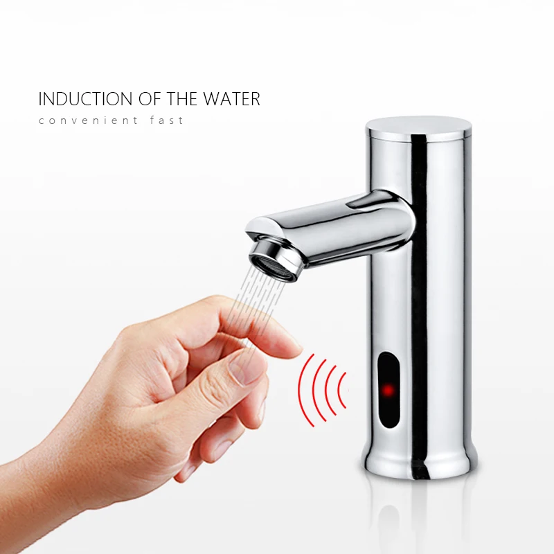 Bathroom Automatic Infrared Sensor Sink Faucet Touchless Basin Water Tap DC 6V Battery Water Saving Cold and Hot Water Mixer Tap