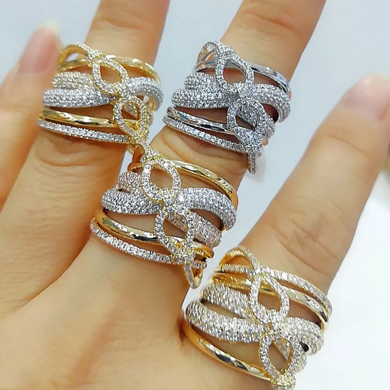 GODKI anelli audaci nigeriani indiani di lusso con pietre di Zirconia 2020 gioielli per feste di fidanzamento da donna di alta qualità