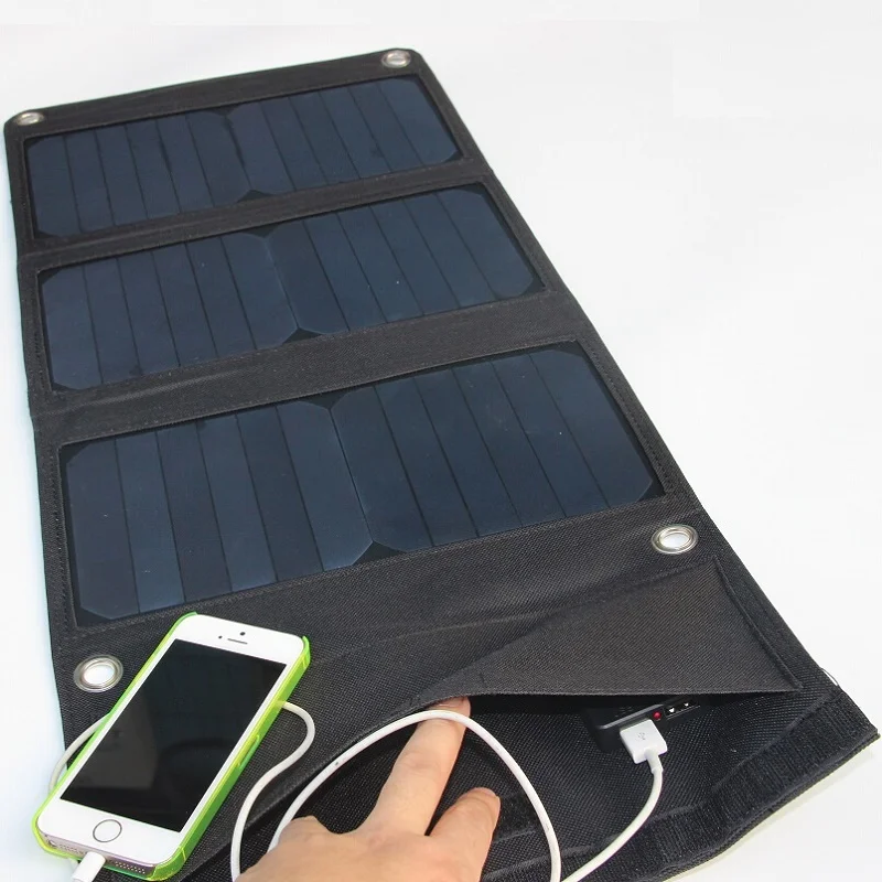 Sunpower 21W Solar Power Panel Charger Dual USB Foldable Portable for Smartphone Outdoor Activities Lighting Use Free Shipping