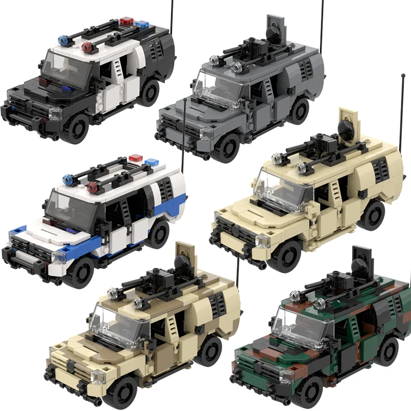 MOC  Military Police Patrol Car Off-Road Vehicle Building Blocks Model WW2 Figures Weapons Bricks Compatible Toy Gift For Kids