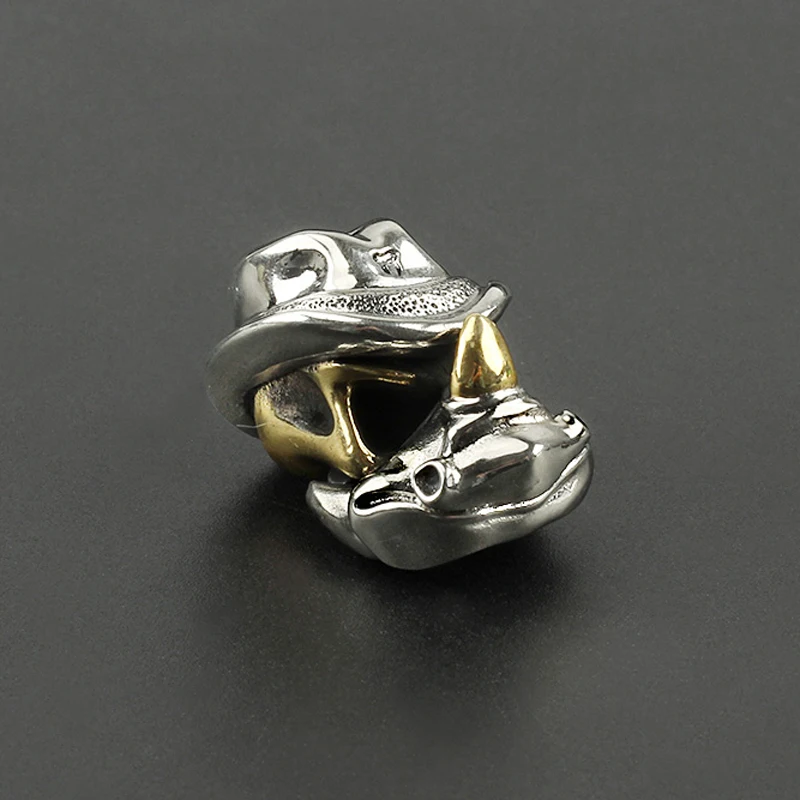 Животное носорог, латунный нож, бусины для зонта, веревка, шнур, бусины, медная белая шляпа, носорог, Паракорд, подвеска, сделай сам, для повседневного использования