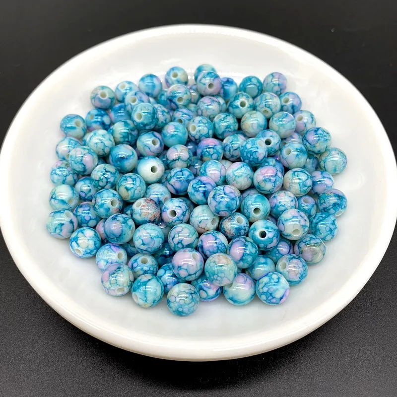 50 قطعة/الوحدة 8 مللي متر متعدد الألوان رذاذ الطلاء الاكريليك الخرز المستديرة فاصل فضفاض الخرز صنع المجوهرات سوار قلادة القرط DIY بها بنفسك #3
