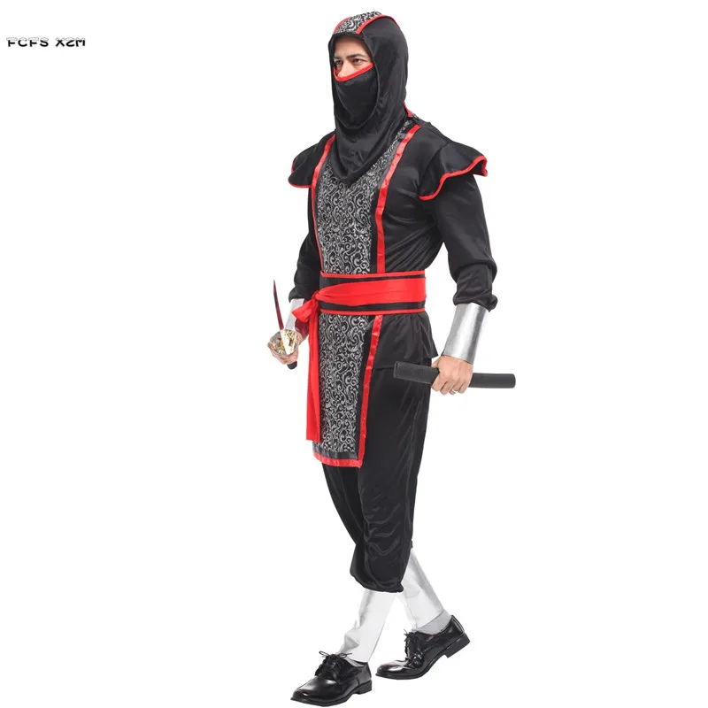 Men Japanese Ninja Warrior Cosplay Adult Halloween Costumes Carnival Purim Parade Masquerade Stage Role Play Party Dress