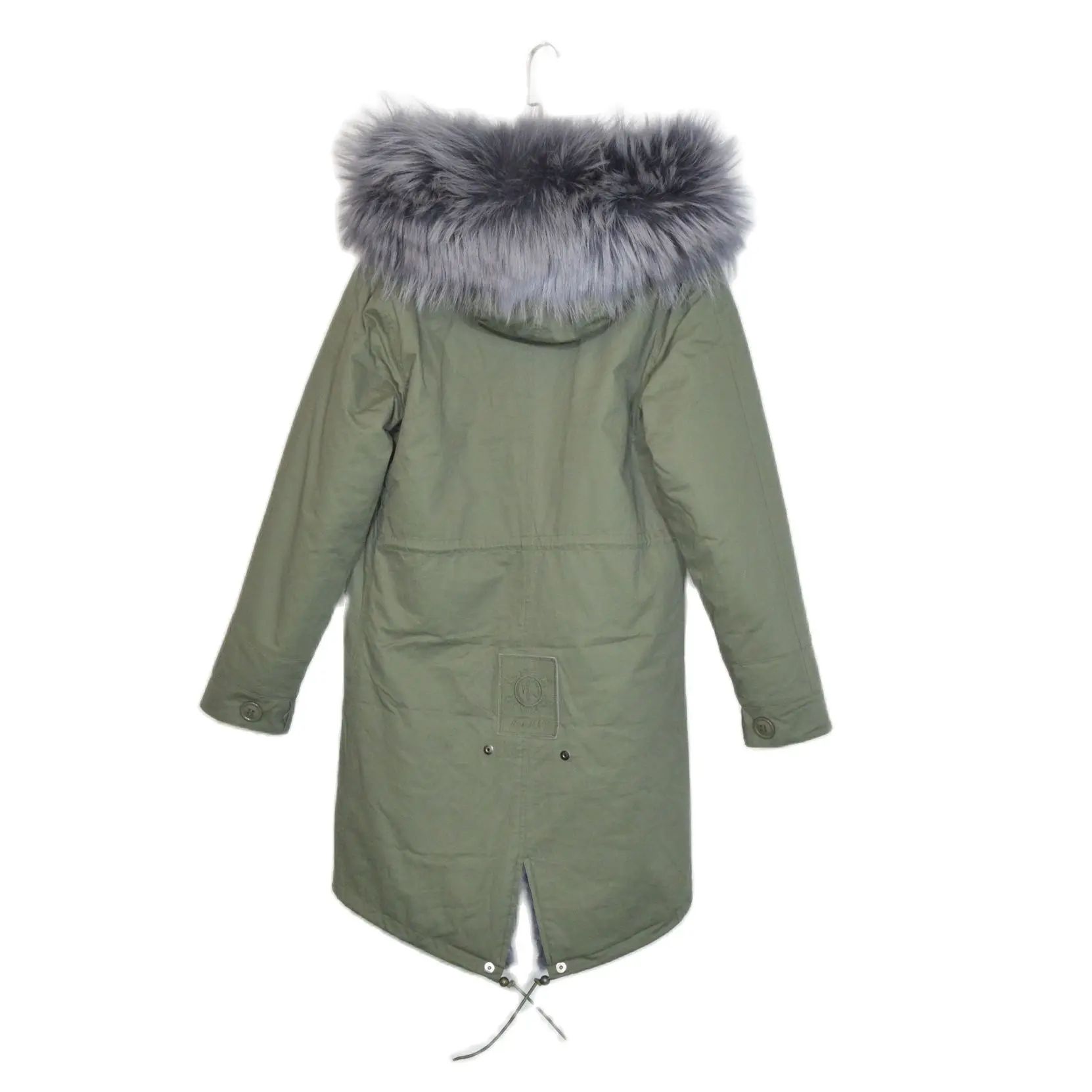 Latest Long Parka With Real Fur Lining Women Grey Mink Fur Overcoat Elegant Winter Men Coat