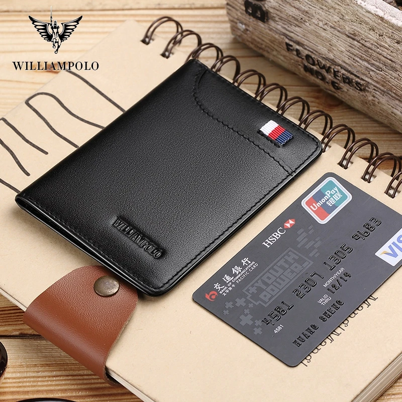 WILLIAMPOLO RFID Men\'s Leather Wallet Slim Male Wallets Credit Card Door Small Purse Resale Bargains Wallet For Fathers Day #296